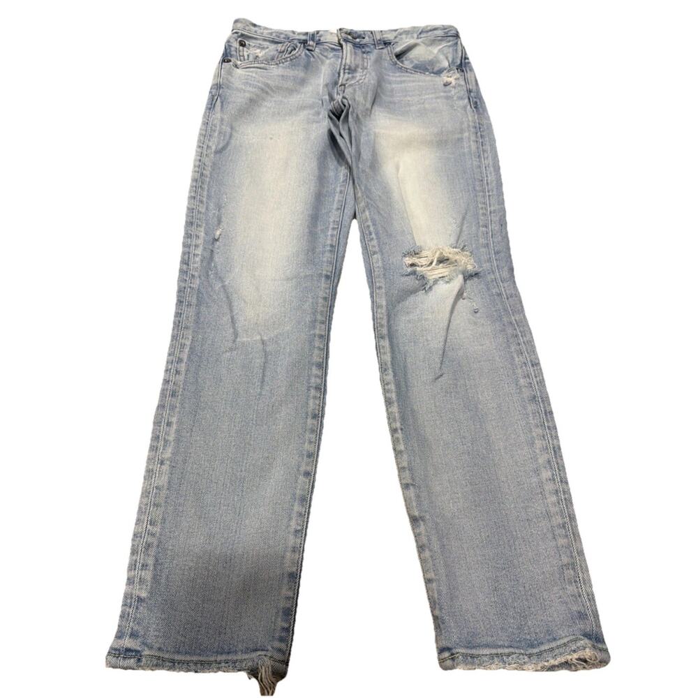 Moussy Vintage Distressed Straight Raw Hem Jeans Size 25 Made in Japan